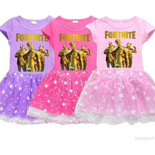 Fortnites Girls Dress Short Sleeve Kids Princess Dresses Children Girls Dresses Summer Kids Dress for Girl