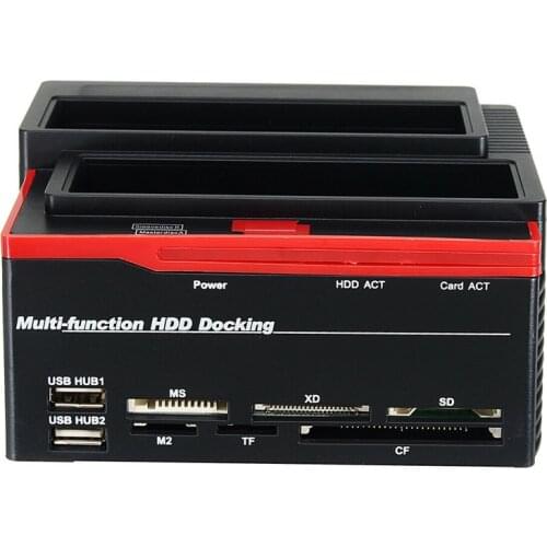 External 2.5 Inch/3.5 Inch USB 3.0 To 2 SATA 1 IDE HDD Hard Drive Docking Station Drive Disk Clone Card Reader USB3.0 M2 TF SD S