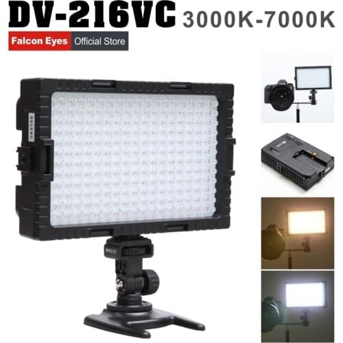 Falcon Eyes 216 Bi-Color LED Video Light Lamp Dimmable for illuminating Photographing or Filming for Canon Nikon Camera DV-216VC