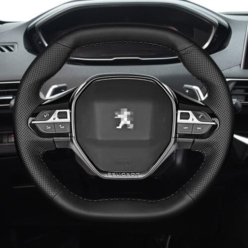 Leather Hand Sewing Car Steering Wheel Cover Accessories for Peugeot 3008 4008 5008 2016-2019 508 208 2019 2020 e-208 Rifter