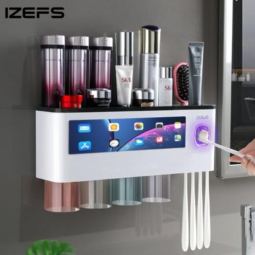 Magnetic Toothbrush Holder Bathroom Storage Shelf For Restroom Home Auto Toothpaste Squeezer Dispenser WC Bathroom Accessories