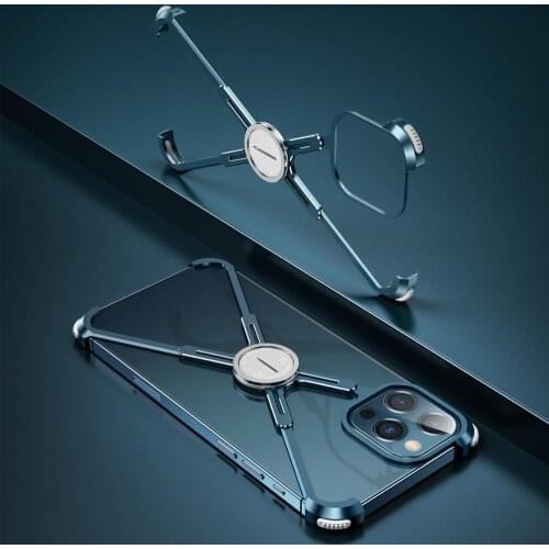 Metal Bumper Case For iPhone 12 12 Pro Max Mini Luxury Metal Frame Shape With Airbag Shockproof Case Back Bover Cool Case