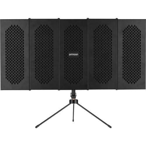 Ammoon K501 Microphone Isolation Shield Compact Foldable Tabletop Isolation Shield with Microphone Tripod Stand Supporting Rod