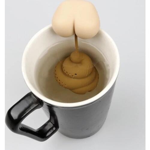 Poo Shape Silicone Tea Accessories Set Halloween Creative Ciga Poop Interesting Herbal Tea Bag Reusable Coffee Filter Diffuser