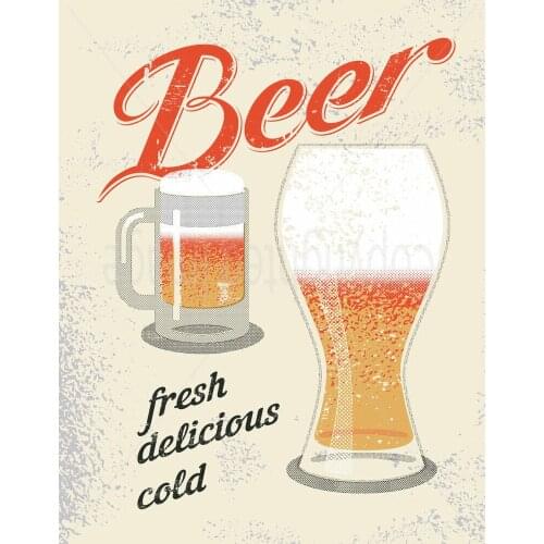 BEER FRESH DELICIOUS COLD LARGE METAL TIN SIGN POSTER VINTAGE STYLE WALL PLAQUE