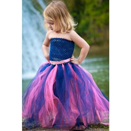 Little Girls Peacock Crochet Tutu Dresses Baby Fluffy Corset Tutus Ball Gown with Pearl Ribbon Waist Kids Princess Party Dress