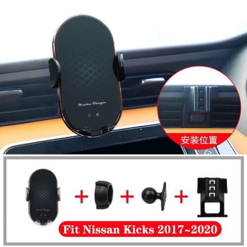 For Nissan Kicks 2017 2018 2019 2020 Car Cell Phone Holder Air Vent Mount Smartphone Holder Stand Wireless Charger Shockproof