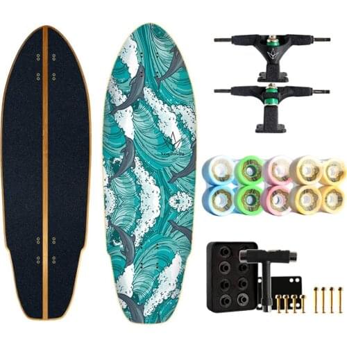 Skateboard 32.7" Big Fish Board Bamboo Skateboard Longboard Carver Land Surfboard C7 Ski Training Board, Pedal Skateboard