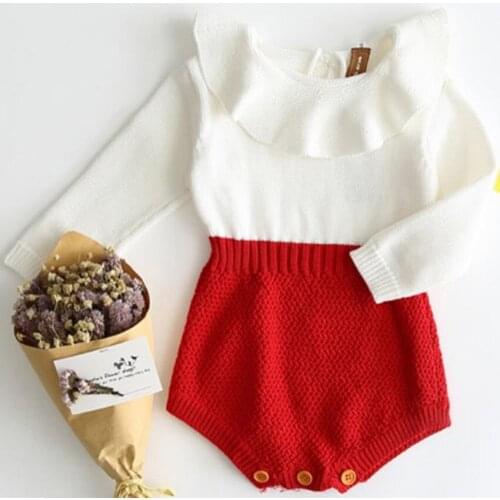Knitted Baby Clothes Autumn Winter Baby Romper stitching Newborn Baby Boys Girl Romper Long Sleeve Infant Baby Jumspuit Playsuit