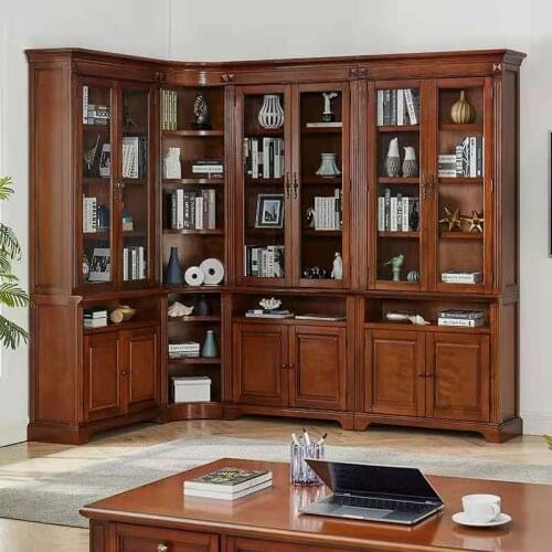 Solid wood bookcase American solid wood solid wood bookcase combination bookcase shelf floor cabinet free combination storage ca