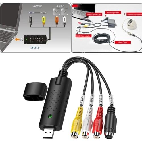 USB 2.0 Easy Cap Video TV DVD VHS DVR Capture Card Easier Cap USB Video Capture Device Support Win10 Capture Card