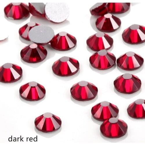 High Quality SS3-30 dark red Rhinestones glu On For Clothes Non Hotfix Flat bottom Glass Stone
