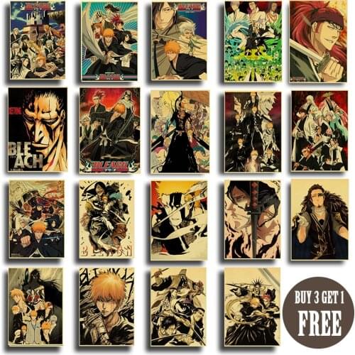 Japanese Anime Collection Poster BLEACHT for High Quality Posters Kraft Paper Prints Art Retro Wall Stickers