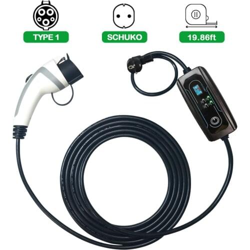 YKS-ESNES Portable EV Charger type 1 with Schukou Plug 10A/16A 19.86Ft