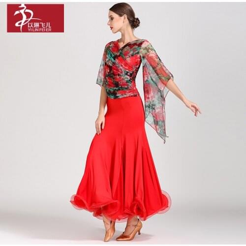 New ballroom dance competition skirt dance ballroom waltz skirt suits standard dance dress women ballroom costumes GB027 + S9018
