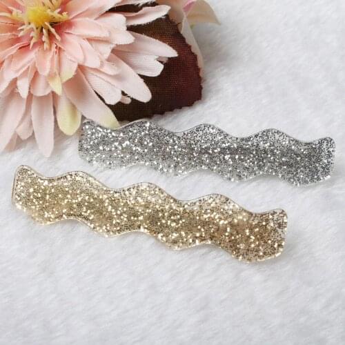 2pcs/set Gold Silver Wave Hair Clips Ponytail For Women Girls Acrylic Shiny Hairpins Hair Barrette Hair Accessories