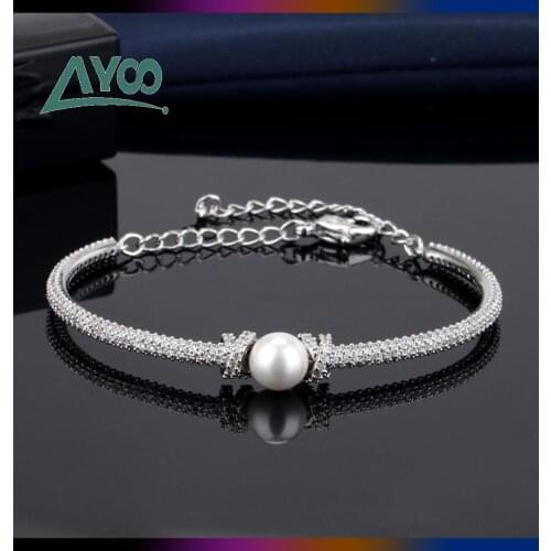 High Quality SWA Fashion Jewelry S925 Sterling Silver Crystal Pearl Bracelet Personalized Temperament Womens Bracelet