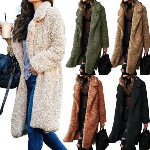 Womens Winter Warm Teddy Bear Fleece Faux Fur Fluffy Coat Jackets Jumper Outwear