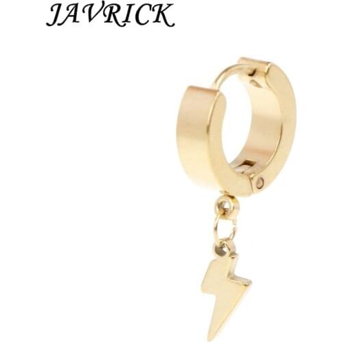 1pc Punk Earrings Fashion Lightning Pendant Personality Male Titanium Steel Stud Buckle Anti Allergy Charms Brincos Gifts