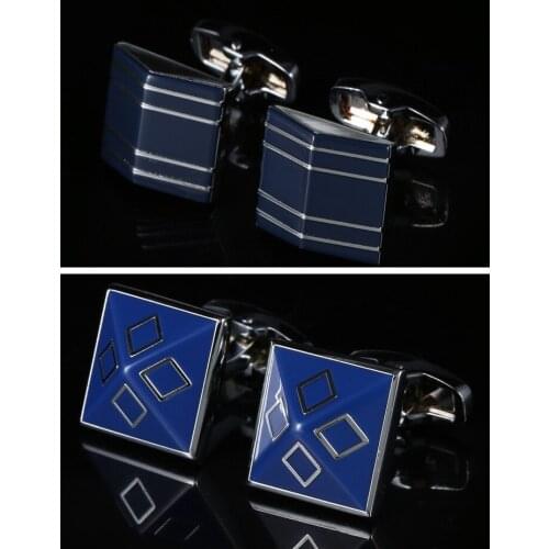 10pairs/lot Elegant Blue Enamel Cufflinks Business Style Copper Plating Cuff Links Mens Jewelry Accessory Wholesale