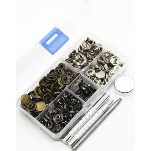 12.5MM 60Set/Lot Metal Snap Buttons Snaps Press Button Fasteners With DIY Fixing Press Studs Clothing Sewing Tool