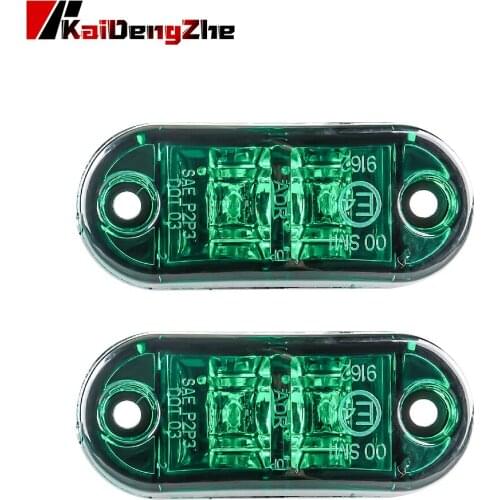 2Pcs 12V / 24V LED Side Marker Lights Car External Lights Warning Tail Light Auto Trailer Truck Lorry Lamps Waterproof Green