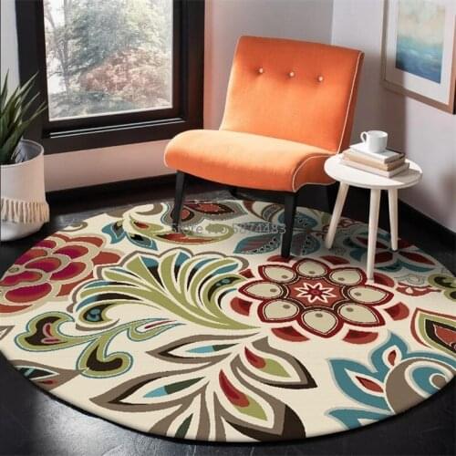 200cm Modern Auspicious Plant Flower Ethnic Style Round Living Room Bedroom Hanging Basket Chair Non-slip Floor Mat Carpet