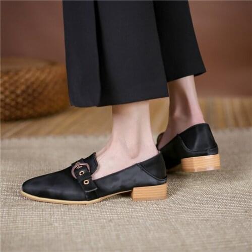 2021 Brand Fashion Pu Leather Shoes Woman Thick Heel Platform Shoes Spring Summer Ladies Office Casual Shoes