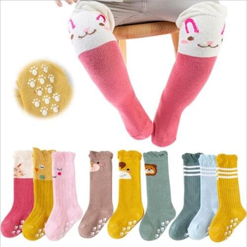 3Pairs/bag Newborn Baby Socks Cotton Cartoon Knee High Baby Girls Socks For Kids Warm anti slip Socks For Boys Clothes 0-3years