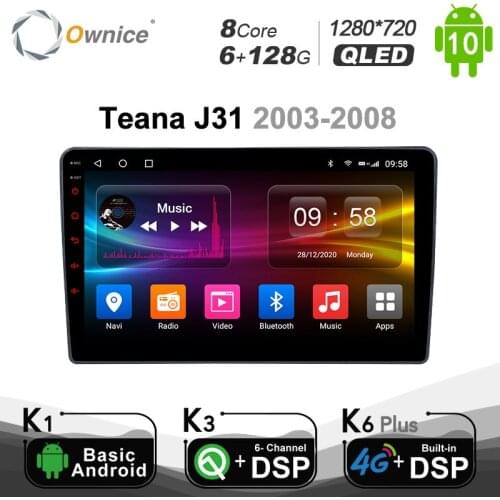 6GB+128GB 1280*720 Android 10.0 Car Dvd Player For Nissan Teana J31 2003 - 2008 SPDIF DSP 6G+128G Optical GPS Navi Stereo 4G LTE