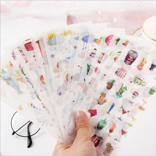 6PCS/pack Creative Daily Label Stickers Decorative Stationery Stickers Scrapbooking Diy Diary Album Stick Label 19 selections