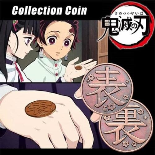 Anime Demon Slayer Cosplay Kimetsu No Yaiba Coin Tsuyuri Kanao Kochou Shinobu Collection Metal Props Commemorative Coins Gifts