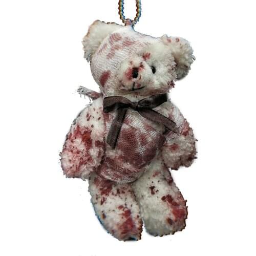 Punk Bloody Plush Bear Keychain Halloween Injured Animal Bear Doll Key Ring Bags Pendant Creative Fashion Cool Jewelry