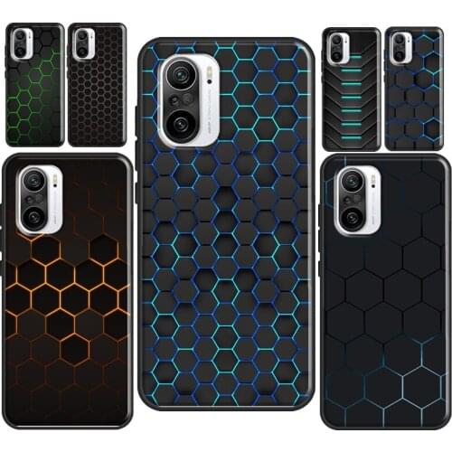 Carbon Fibre Futuristic Neon honeycomb For POCO F3 M3 POCO X3 Pro Case For Xiaomi Mi 11 Lite Note 10 Mi 9T 10T Pro Back Cover