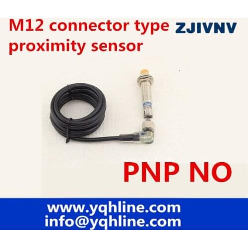 M12 cylinder connector type non-flush PNP NO DC 3 wires proximity inductive sensor normally open proximity switch distance 4mm