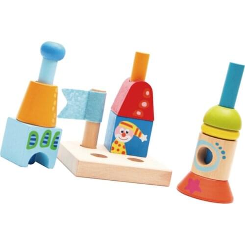 Children Wooden Rainbow Building Blocks, Desktop Assembly Color Shape Cognitive Educational Toys Stacking Blocks Toys