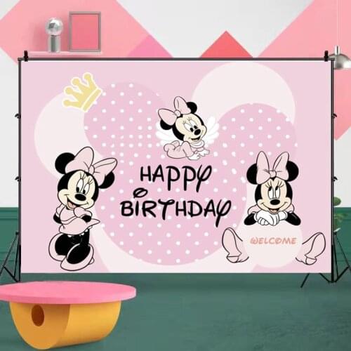 Minnie Mouse Photography Backgrounds Customize Photo Shootings Backdrops Baby Shower Happy Birthday Party Wedding Decorations