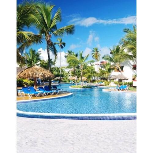 5x7ft Holdiay Coconut Tree Water Photography Backdrops Photo Props Studio Background