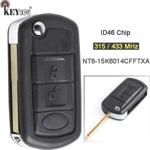 KEYECU 315MHz/ 433MHz ID46 Chip P/N: NT8-15K6014CFFTXA Flip 3 Button Remote Key Fob key for Land Rover LR3 Range Rover Sport