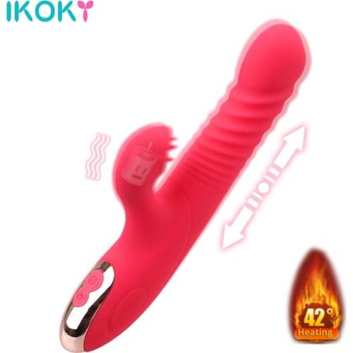 Rabbit Vibrators Telescopic Heated Dildos for Women Anal Plug Sex Toys Clitoris Butt Massager Female Sextoys Adults Erotic Shop
