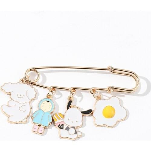 Cute Enamel Plush Doll Raincoat Children Rabbit The Sun Egg Pendant Pin For Backpack Jackets Lapel Pin Gift Jewelry For Child