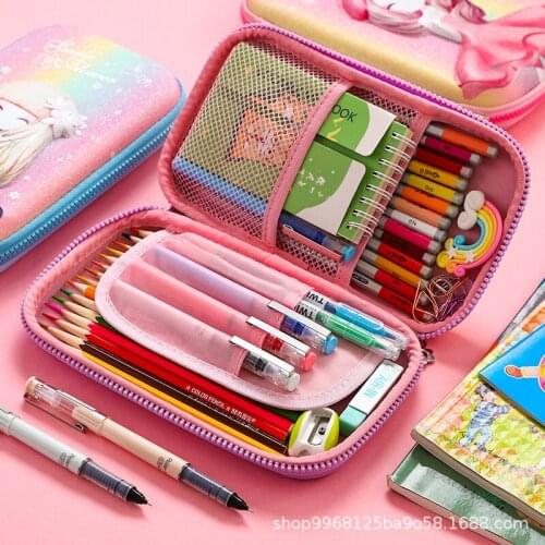 Large capacity 3D EVA zipper school student multi-function pencil case storage organzier pen box stationery supplies