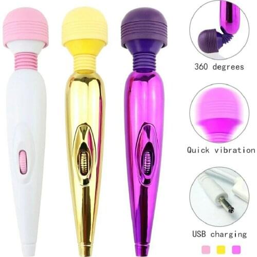 Multi-Speed Magic Wand Massager Full Body Handheld USB Rechargeable Vibrator Neck Massage