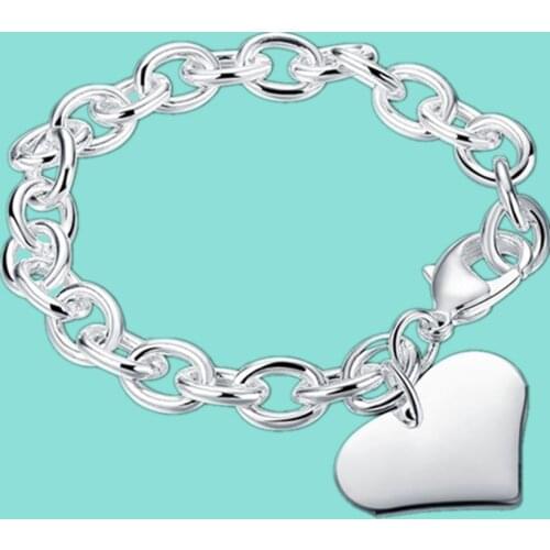 Fashion 925 Sterling Silver Heart Chain Bracelets Jewelry Women Bracelets Christmas Gift