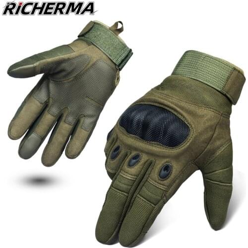 Army Green Motorcycle Gloves Knuckles Winter Motocross Gloves Touch Screen Bicycle Gloves For Electric Motorcycle Mountain Bike