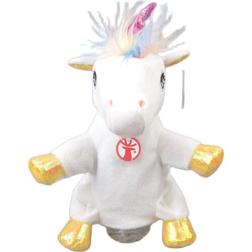 25cm White Unicon Stuffed Plush Soft Doll Animals DevelopToy Girls Baby Kids Horse Hands Puppets Birthday Gift