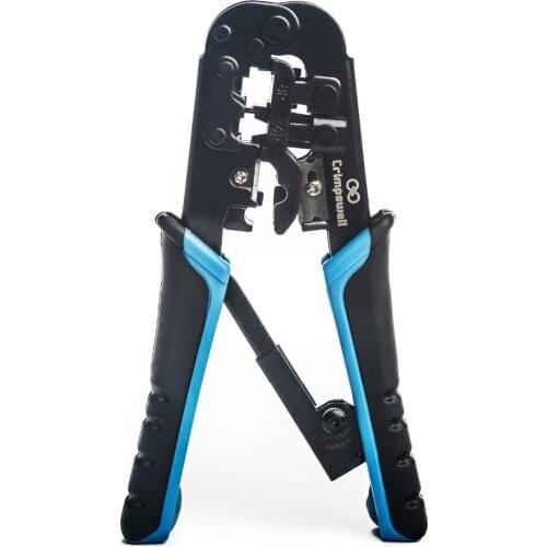 NewRJ45 and RJ12, RJ11 Crimping Tool Network Ratcheting Wire Crimper, Cutter, Striper for Cat5, Cat6 Coaxial Cables - All in one