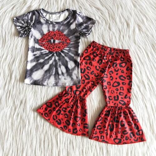 New Arrival Christmas Summer Fall Short Sleeve Outfits Toddler Girl Leopard Shirt And Bells Set Kids Fashion 2 Pieces