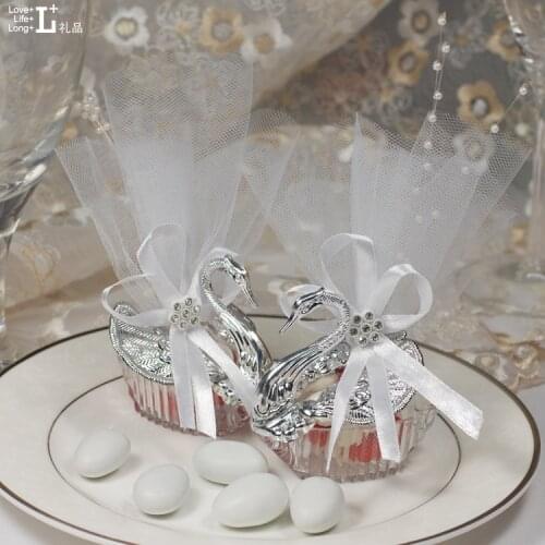 Wholesale Wedding Party Supplies Christmas Valentines Celebration Gift Elegant Romantic Swan Candy Box Favours Decoration