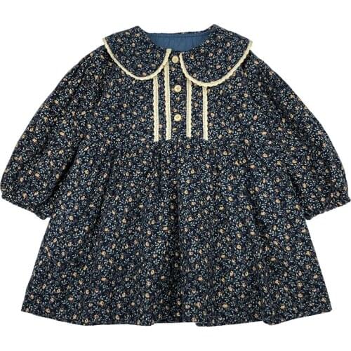 2020 Autumn Winter Girls Floral Princess Dress Cotton Dresses For Toddler Kids Flower Infant Baby Dress Long Sleeve Girl Costume